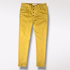 Q2 Acid Green High Rise Button Fly Skinny Jeans Size 6